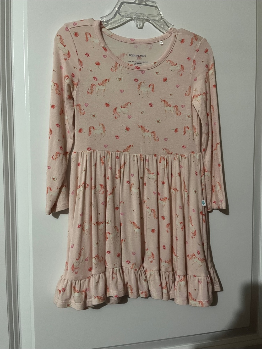 Posh Peanut Blush Pink Unicorn Ruffle Hem Dress